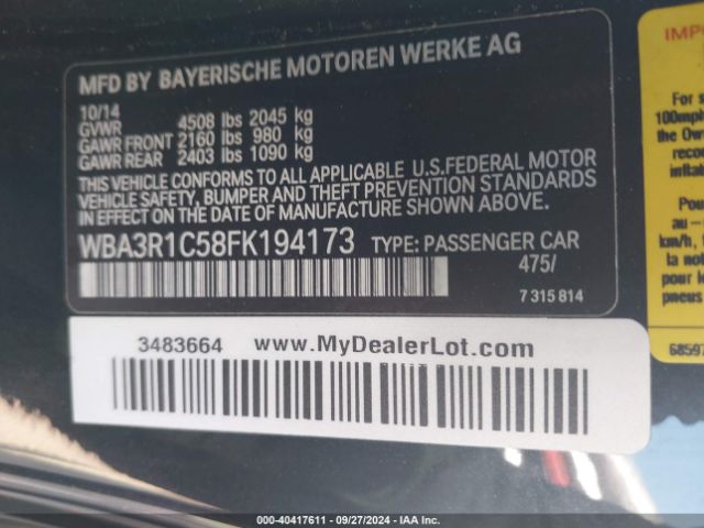 Photo 8 VIN: WBA3R1C58FK194173 - BMW 435I 