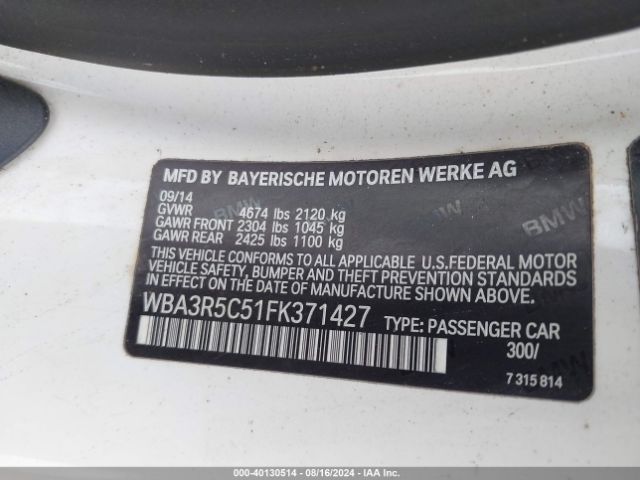 Photo 8 VIN: WBA3R5C51FK371427 - BMW 435I 