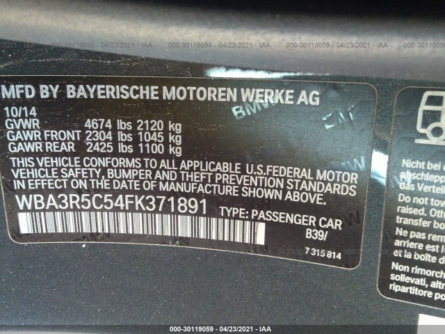 Photo 8 VIN: WBA3R5C54FK371891 - BMW 435XI 