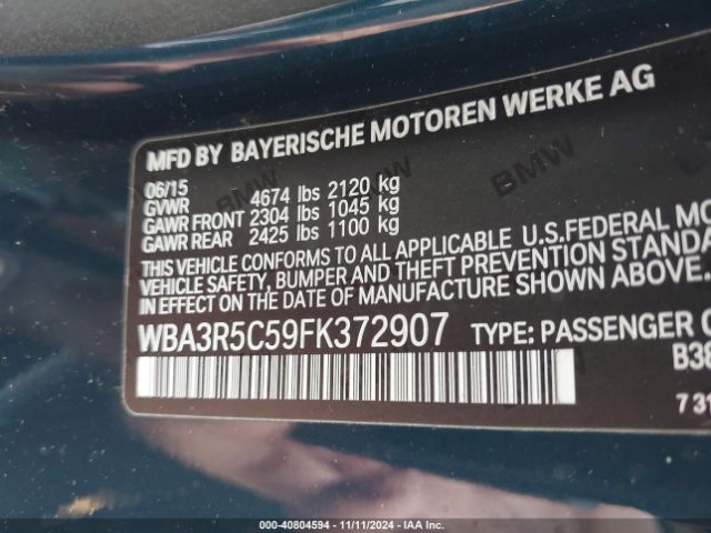 Photo 8 VIN: WBA3R5C59FK372907 - BMW 435I 