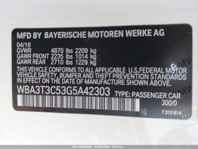 Photo 8 VIN: WBA3T3C53G5A42303 - BMW 435I 