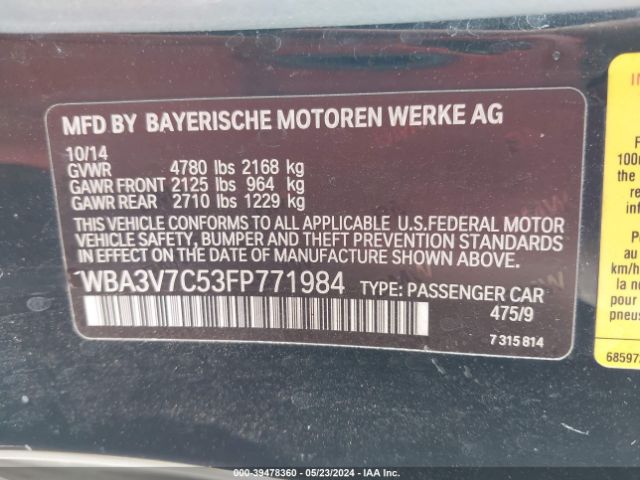 Photo 8 VIN: WBA3V7C53FP771984 - BMW 428I 