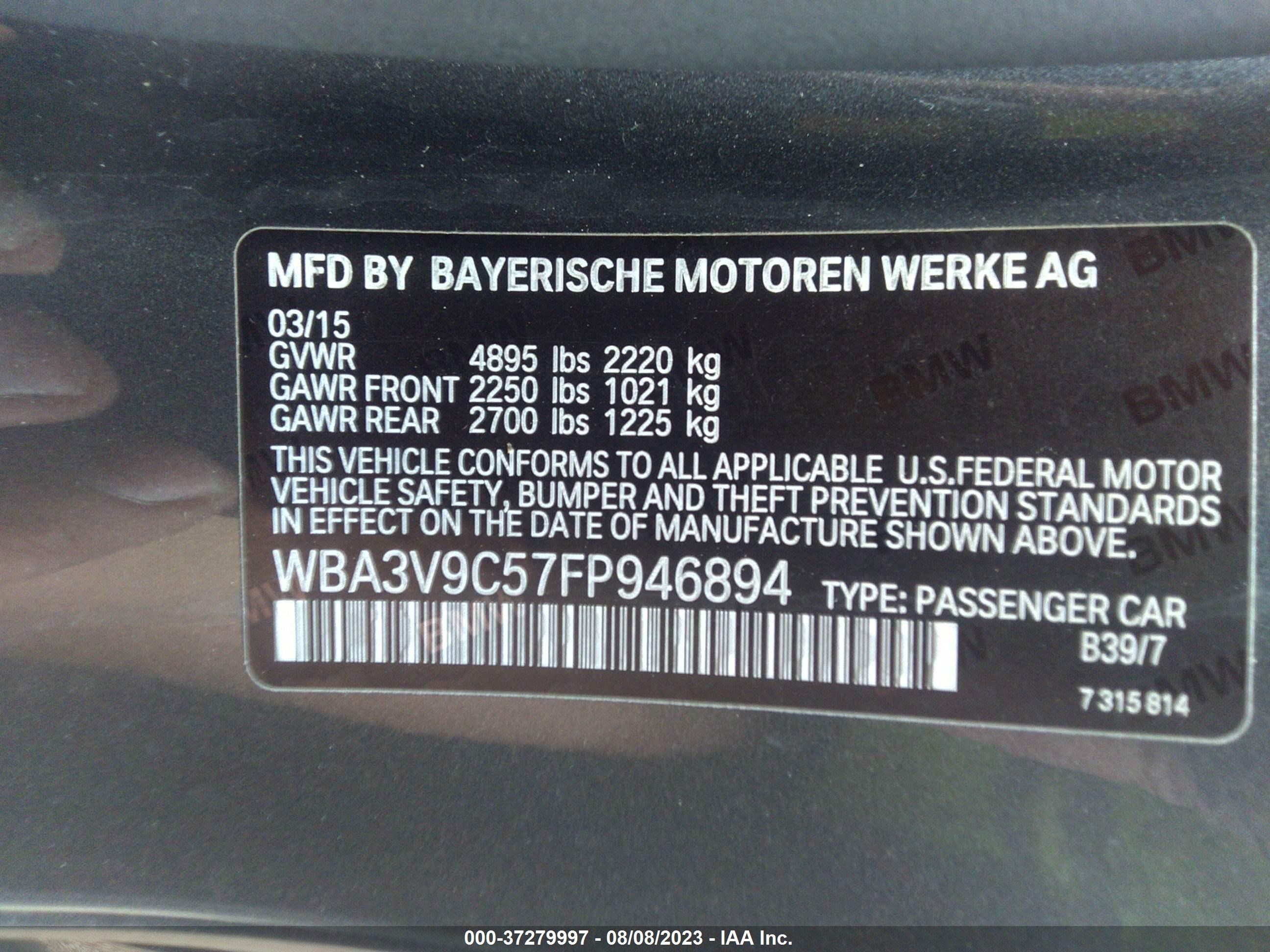 Photo 8 VIN: WBA3V9C57FP946894 - BMW 4ER 