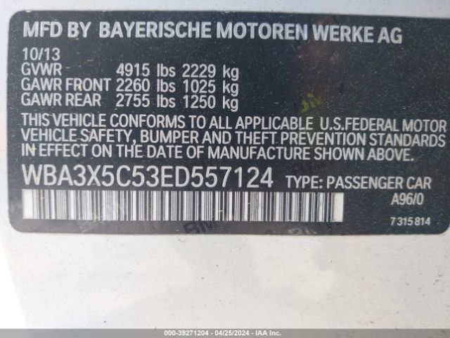 Photo 8 VIN: WBA3X5C53ED557124 - BMW 328I GRAN TURISMO 