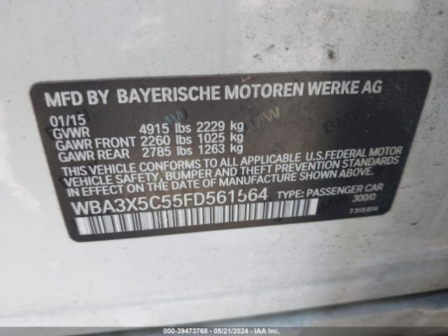 Photo 8 VIN: WBA3X5C55FD561564 - BMW 328I GRAN TURISMO 