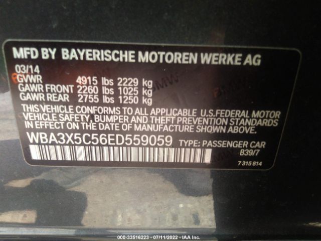 Photo 8 VIN: WBA3X5C56ED559059 - BMW 3 SERIES GRAN TURISMO 