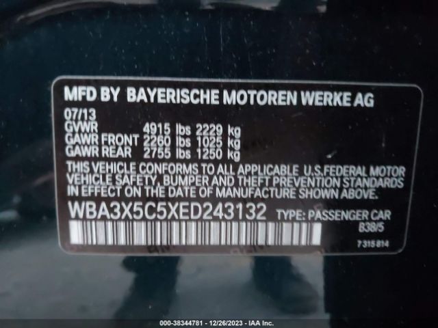 Photo 8 VIN: WBA3X5C5XED243132 - BMW 328I GRAN TURISMO 