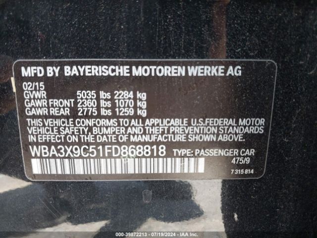 Photo 8 VIN: WBA3X9C51FD868818 - BMW 335I GRAN TURISMO 