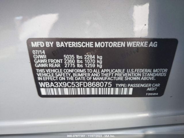 Photo 8 VIN: WBA3X9C53FD868075 - BMW 335I GRAN TURISMO 