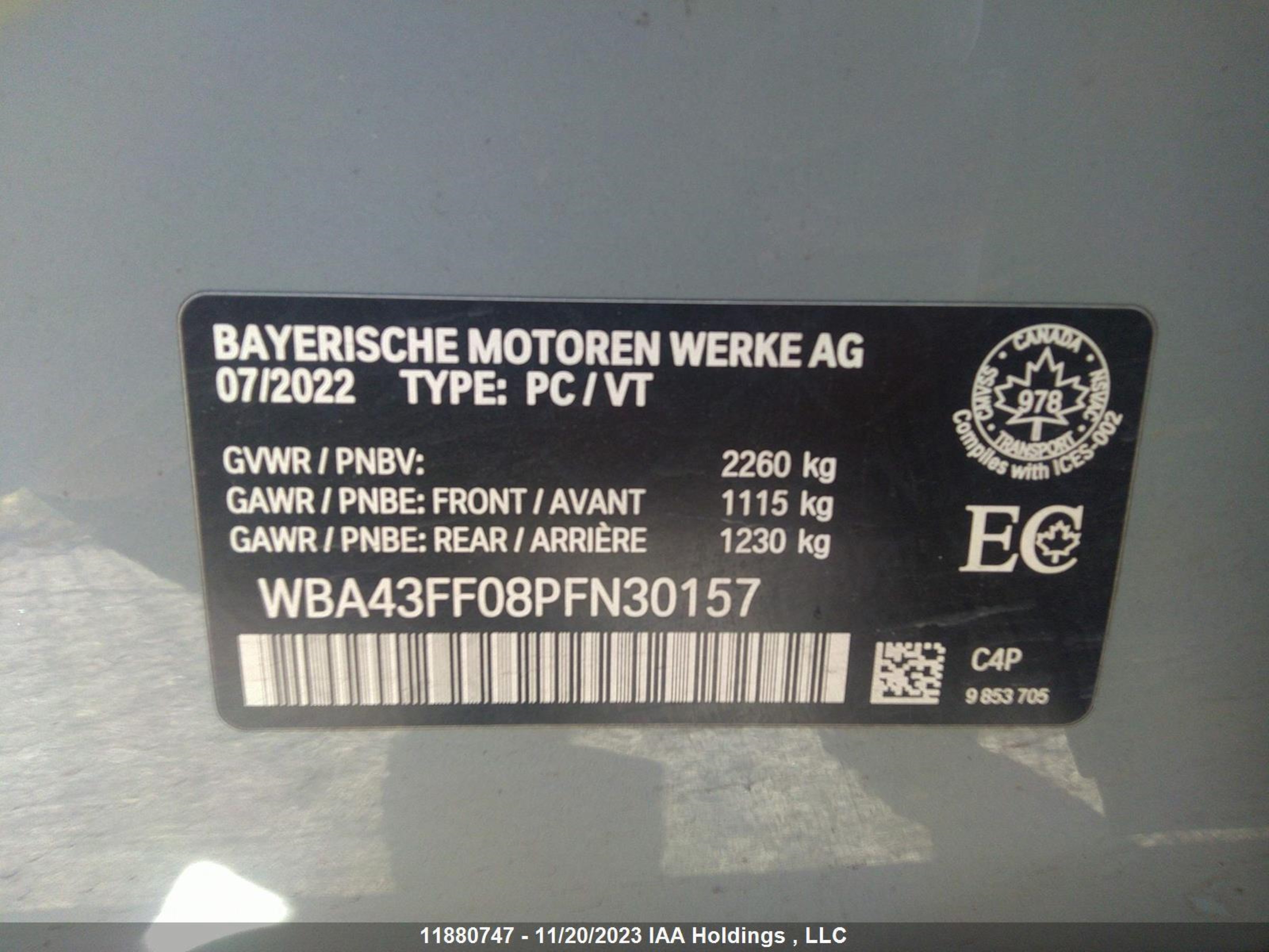 Photo 8 VIN: WBA43FF08PFN30157 - BMW 3ER 