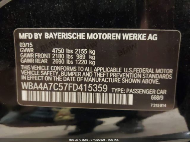 Photo 8 VIN: WBA4A7C57FD415359 - BMW 428I 