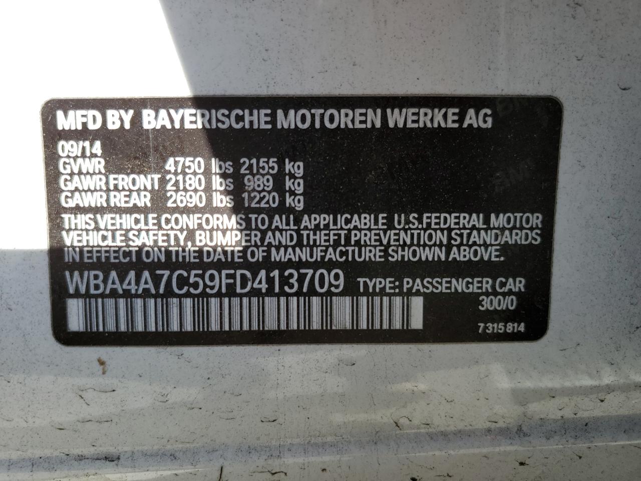 Photo 11 VIN: WBA4A7C59FD413709 - BMW 4ER 