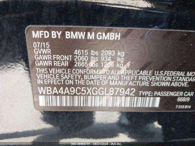 Photo 8 VIN: WBA4A9C5XGGL87942 - BMW 428I GRAN COUPE 