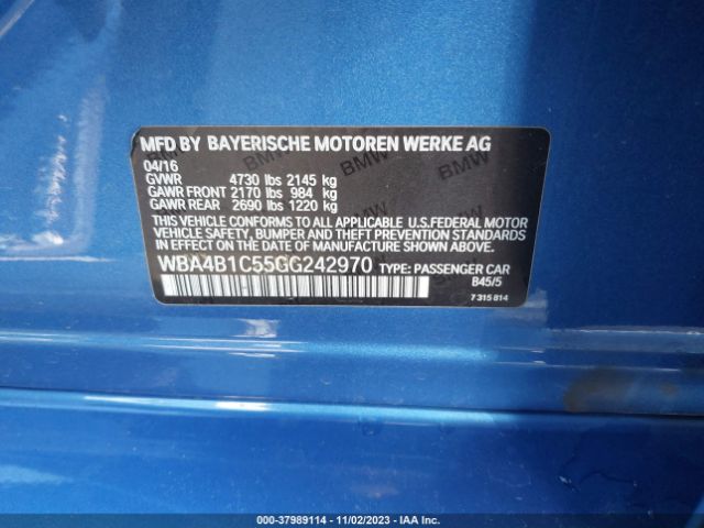 Photo 8 VIN: WBA4B1C55GG242970 - CHEVROLET CRUZE 