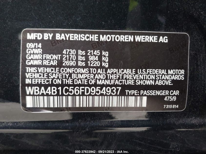 Photo 8 VIN: WBA4B1C56FD954937 - BMW 4ER 