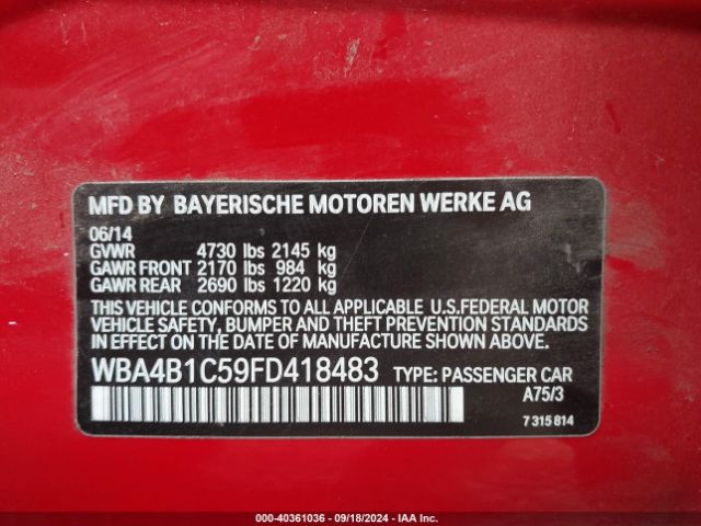 Photo 8 VIN: WBA4B1C59FD418483 - BMW 435I 