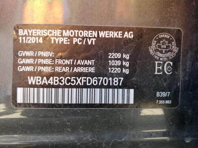 Photo 11 VIN: WBA4B3C5XFD670187 - BMW 435 XI GRA 