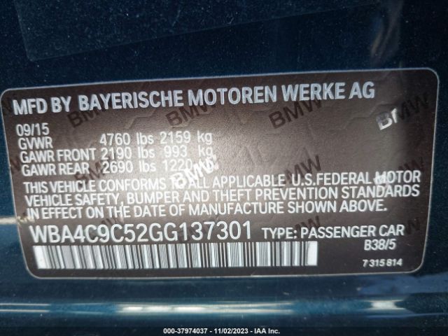 Photo 8 VIN: WBA4C9C52GG137301 - BMW 4 SERIES GRAN COUPE 