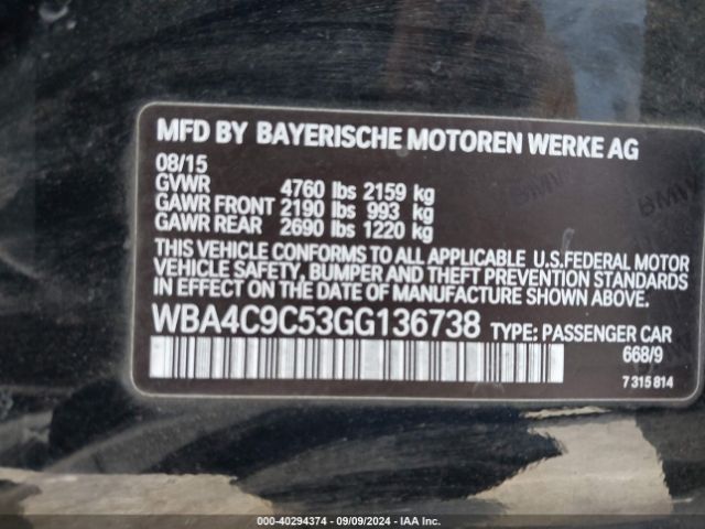 Photo 8 VIN: WBA4C9C53GG136738 - BMW 428I 