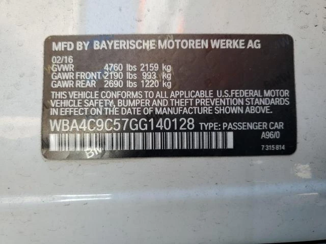 Photo 12 VIN: WBA4C9C57GG140128 - BMW 428 XI GRA 