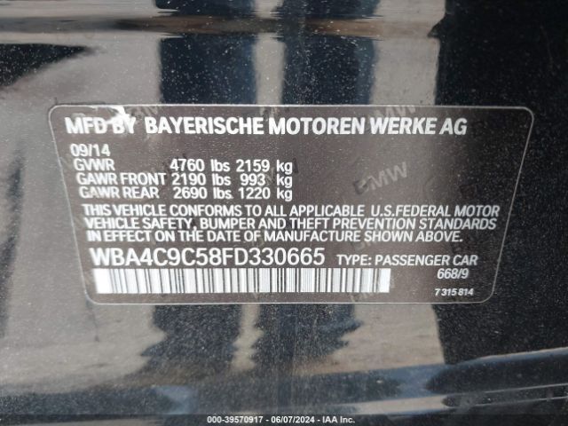 Photo 8 VIN: WBA4C9C58FD330665 - BMW 428I 