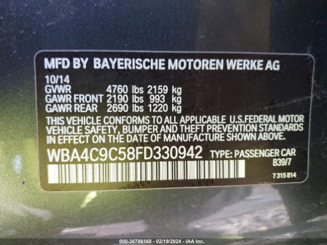 Photo 8 VIN: WBA4C9C58FD330942 - BMW 428 GRAN COUPE 