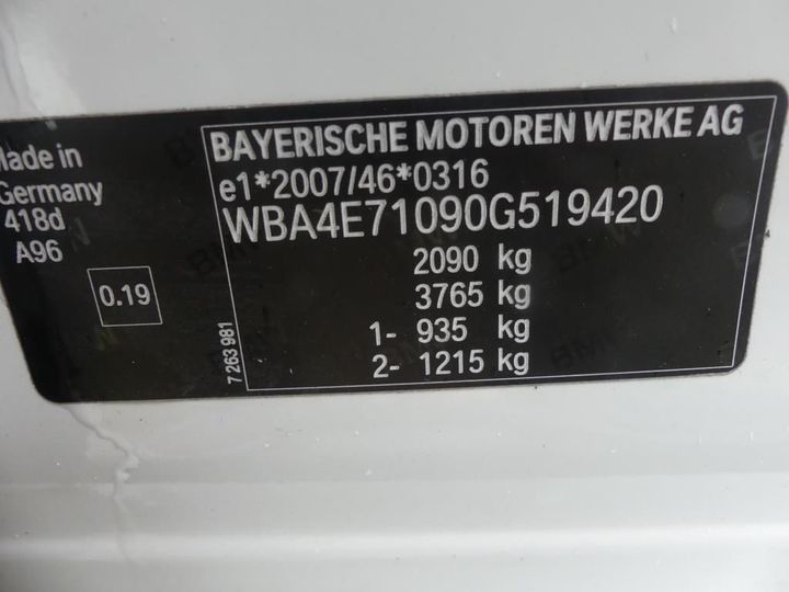 Photo 4 VIN: WBA4E71090G519420 - BMW 4 GRAN COUPE 