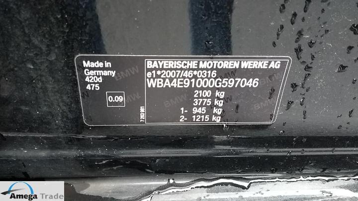 Photo 18 VIN: WBA4E91000G597046 - BMW 420D 