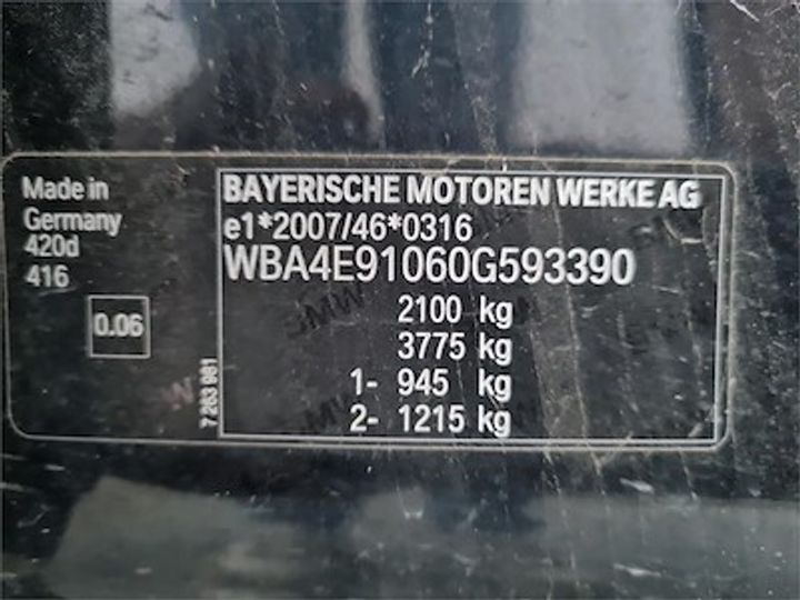 Photo 11 VIN: WBA4E91060G593390 - BMW 4 GRAN COUPE DIESEL 