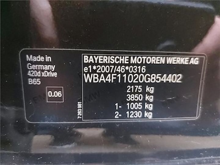 Photo 12 VIN: WBA4F11020G854402 - BMW 4 GRAN COUPE DIESEL 