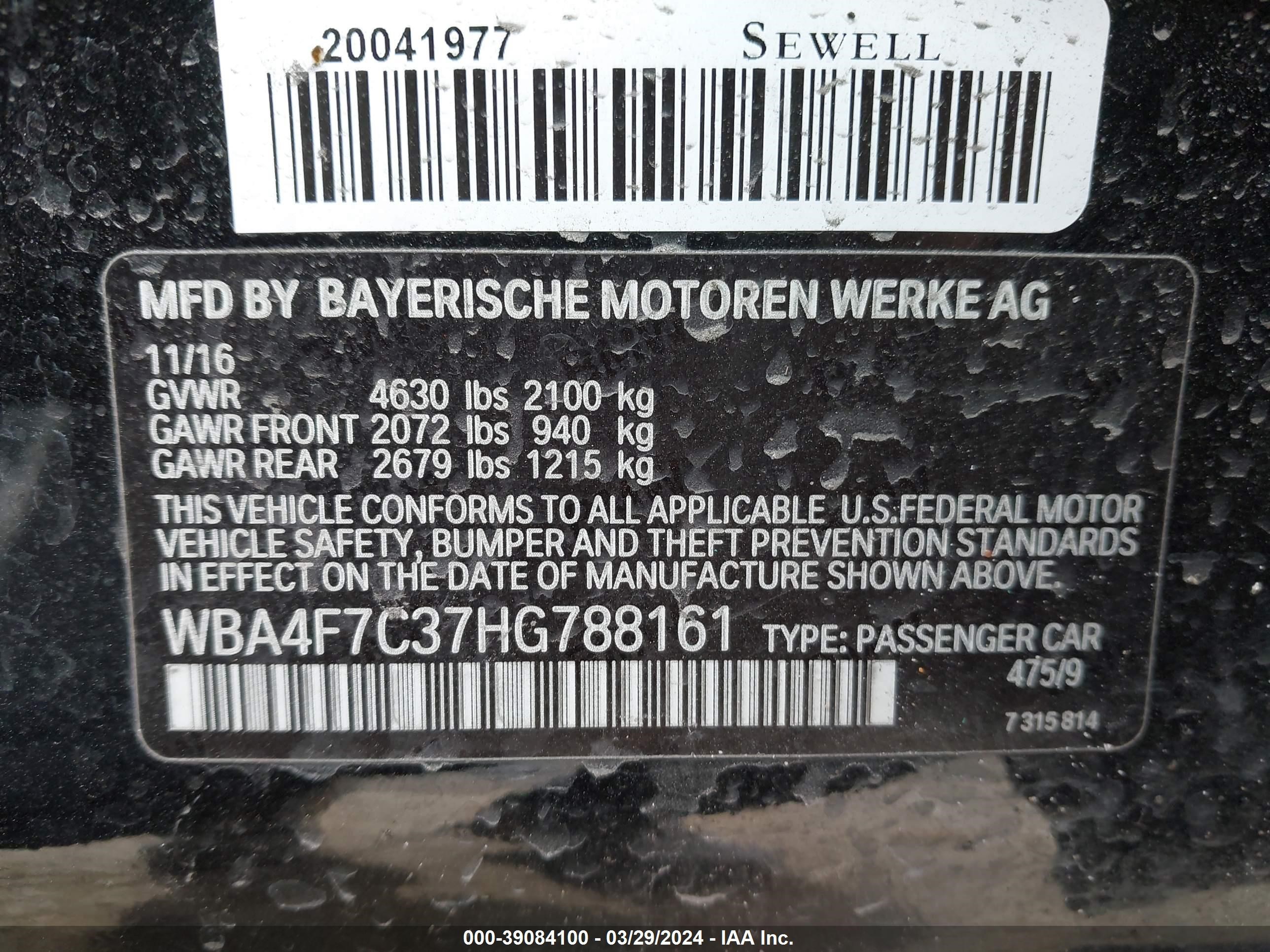 Photo 8 VIN: WBA4F7C37HG788161 - BMW 4ER 