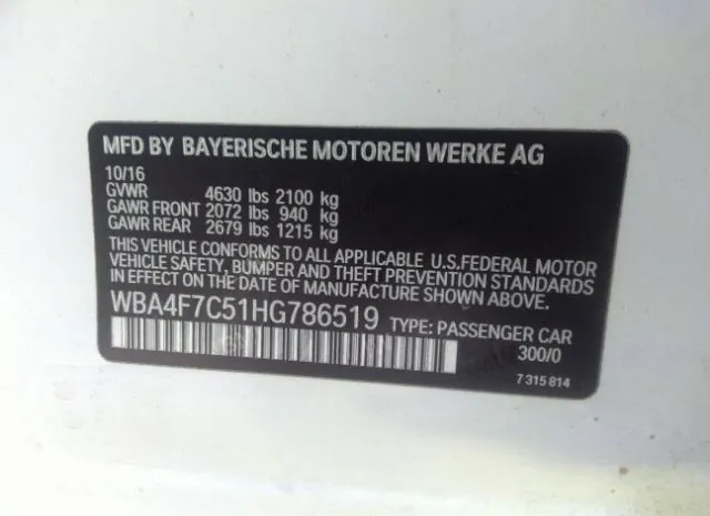 Photo 8 VIN: WBA4F7C51HG786519 - BMW 4 SERIES 