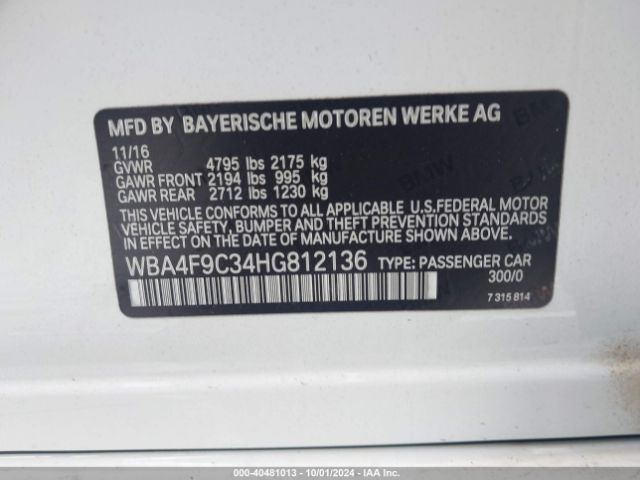 Photo 8 VIN: WBA4F9C34HG812136 - BMW 430I 