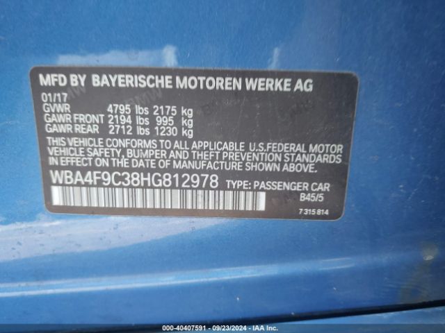 Photo 8 VIN: WBA4F9C38HG812978 - BMW 430I 