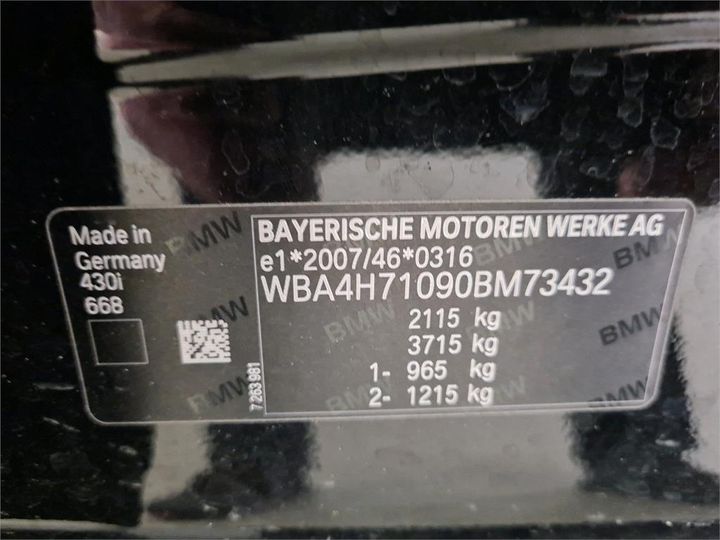 Photo 6 VIN: WBA4H71090BM73432 - BMW 4 