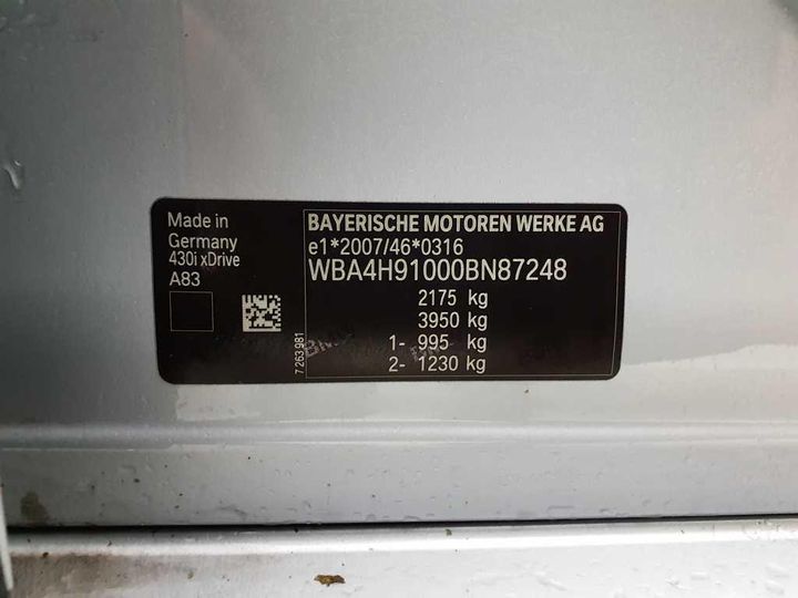 Photo 12 VIN: WBA4H91000BN87248 - BMW BMW 4 SERIES 