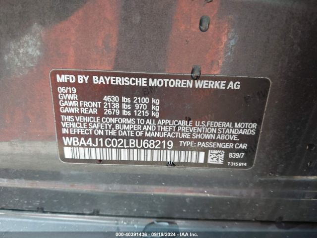 Photo 8 VIN: WBA4J1C02LBU68219 - BMW 430I 