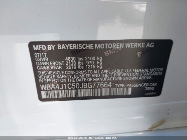 Photo 8 VIN: WBA4J1C50JBG77664 - BMW 430I 