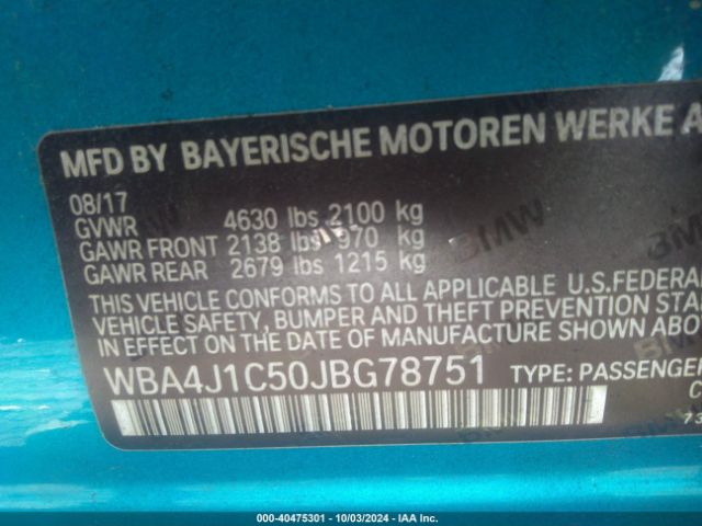 Photo 8 VIN: WBA4J1C50JBG78751 - BMW 430I 