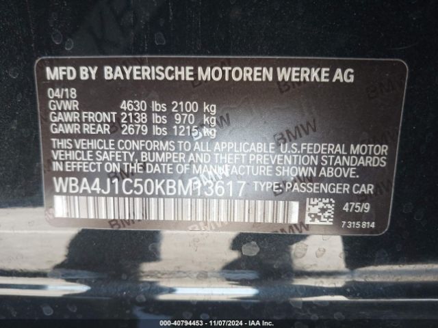 Photo 8 VIN: WBA4J1C50KBM13617 - BMW 430I 