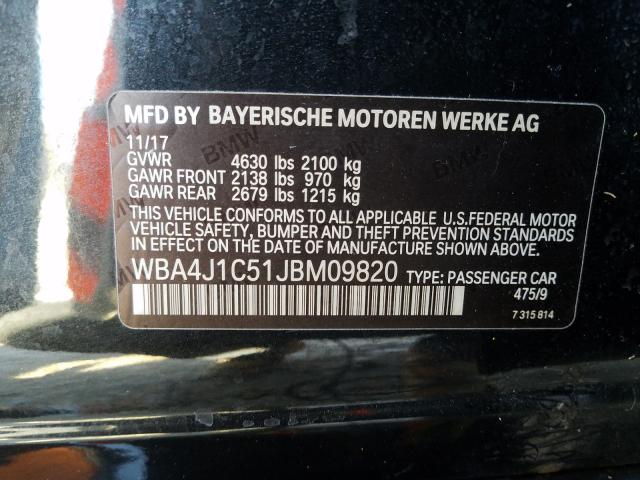 Photo 9 VIN: WBA4J1C51JBM09820 - BMW 430I GRAN 