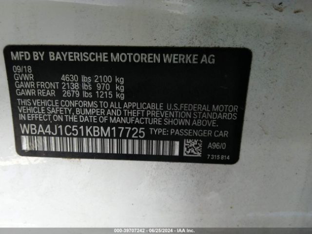 Photo 8 VIN: WBA4J1C51KBM17725 - BMW 430I 