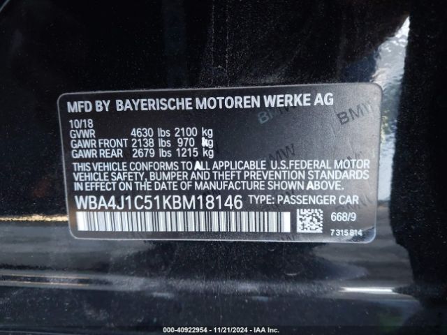 Photo 8 VIN: WBA4J1C51KBM18146 - BMW 430I 