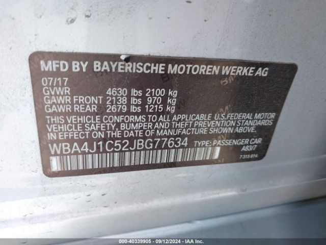 Photo 8 VIN: WBA4J1C52JBG77634 - BMW 430I 