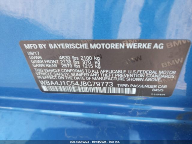 Photo 8 VIN: WBA4J1C54JBG79773 - BMW 430I 