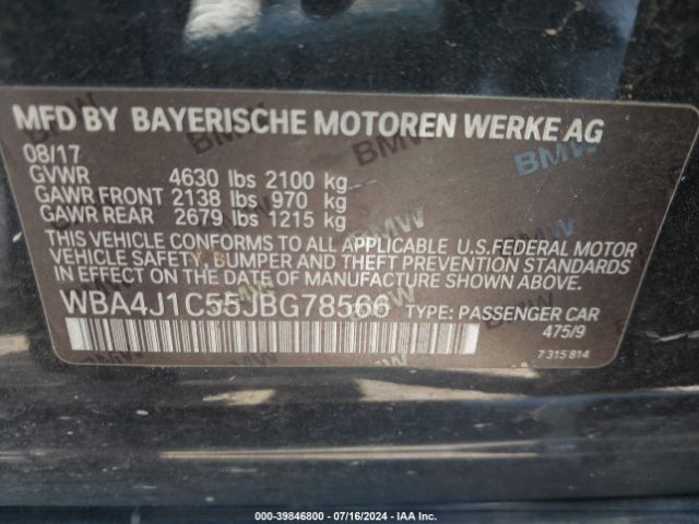 Photo 8 VIN: WBA4J1C55JBG78566 - BMW 430I 