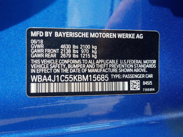 Photo 9 VIN: WBA4J1C55KBM15685 - BMW 430I GRAN 