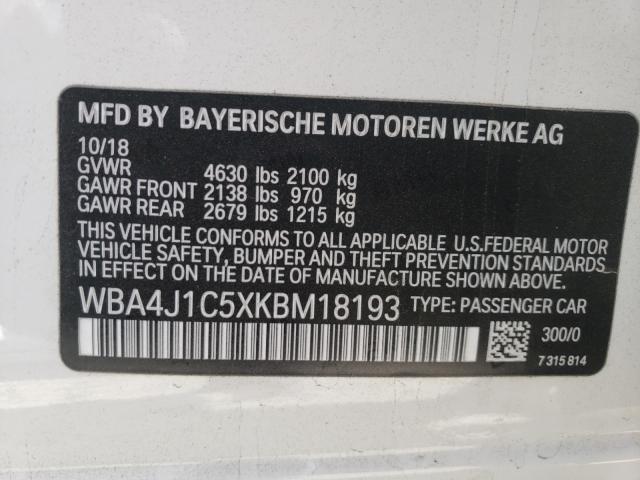 Photo 9 VIN: WBA4J1C5XKBM18193 - BMW 430I GRAN 