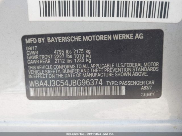 Photo 8 VIN: WBA4J3C54JBG96374 - BMW 430I 