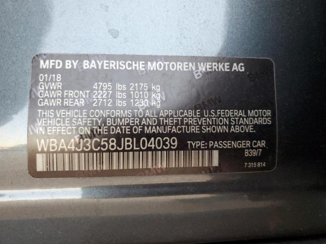 Photo 9 VIN: WBA4J3C58JBL04039 - BMW 430XI GRAN 